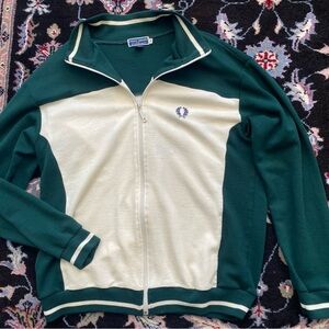 Fred Perry Forest Green and Cream Zip Jacket